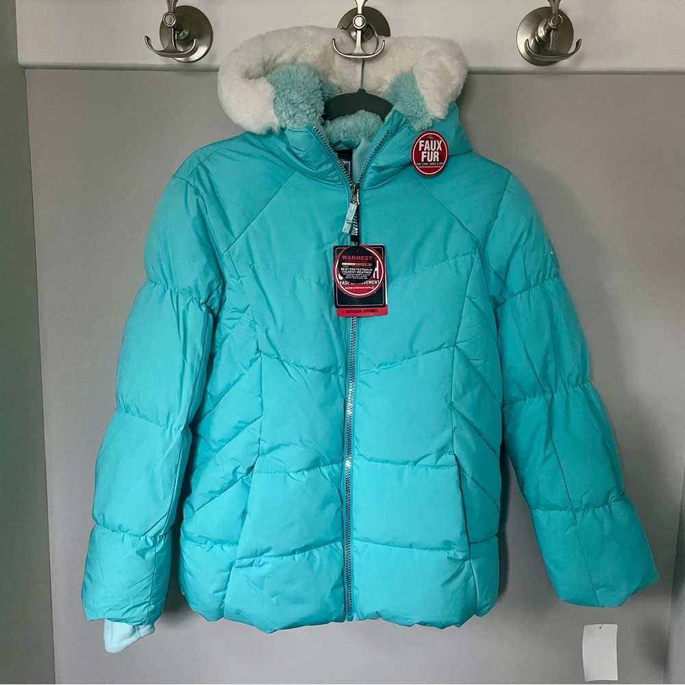 Zero Xposur Girls Size 14/16 Aqua Turquoise Hooded Puffer Jacket New